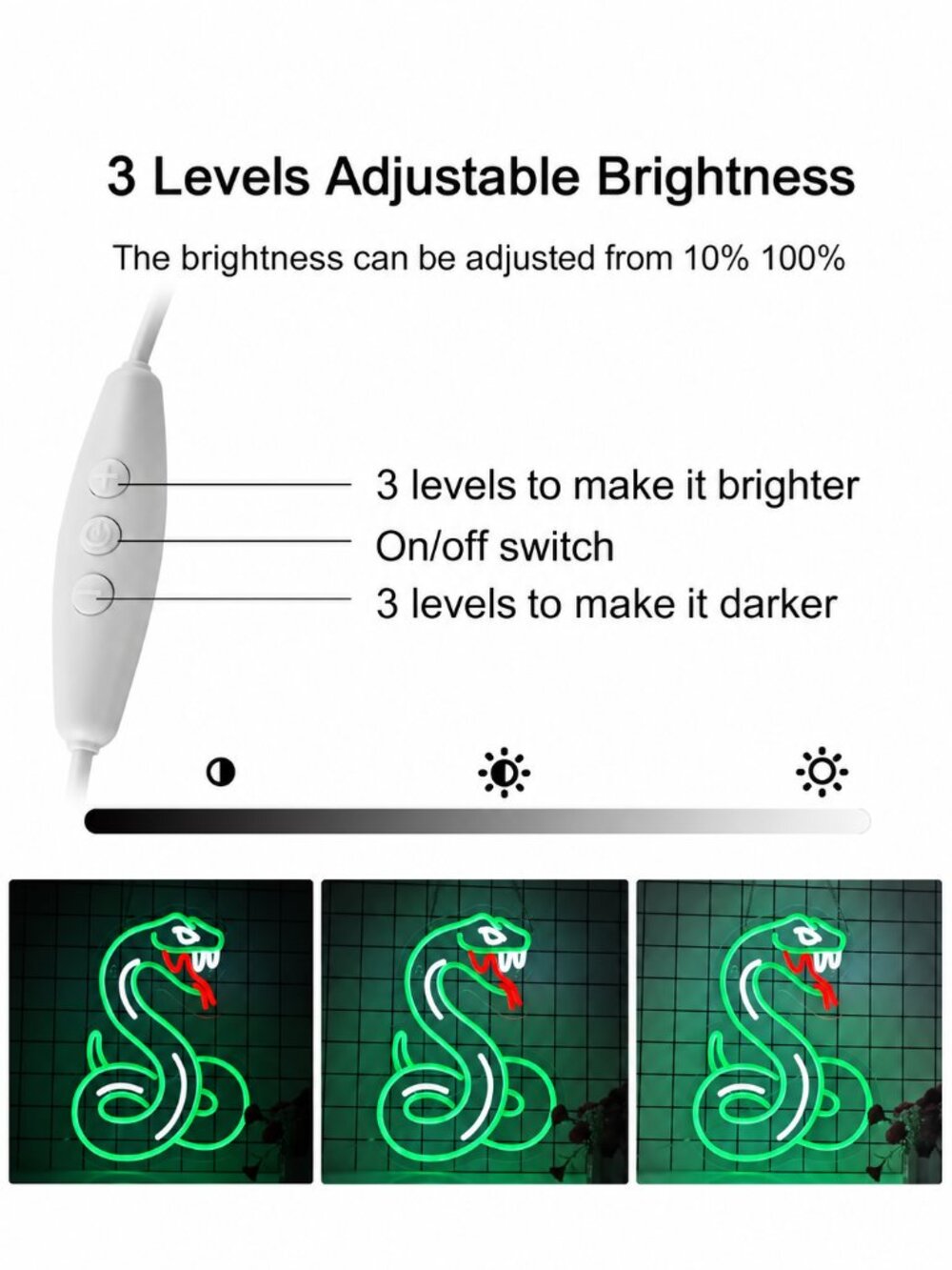 Snake Neon Sign for Wall Décor Python Dimmable Room Decor - Picture 3 of 4